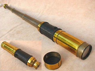 Late 19th century 3 draw telescope with basket weave cladding